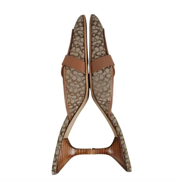 COACH Sheri Leather Fabric Slip On Square Toe Kitten Heel Mules Shoes Size 8.5 - Picture 4 of 8